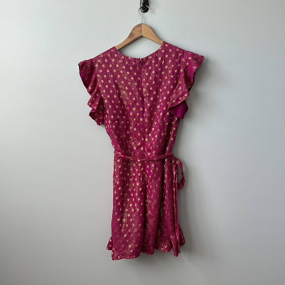 NWT Just Bellina Scarlett Short Knit Romper Metallic Gold Fuchsia Medium - Picture 6 of 7